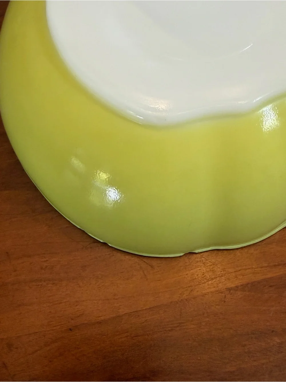 Vintage Hazel-atlas Platonite Milk Glass Chartreuse Apple bowls Orchard Ware 50s